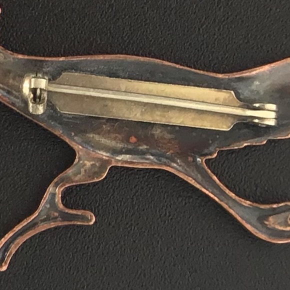Vintage Copper Roadrunner Bird Pin Brooch - Picture 10 of 11